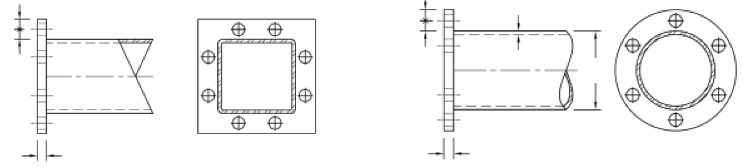 HSS Splices 5 Figure 5: Bolted end-plate connections for square, rectangular and round HSS