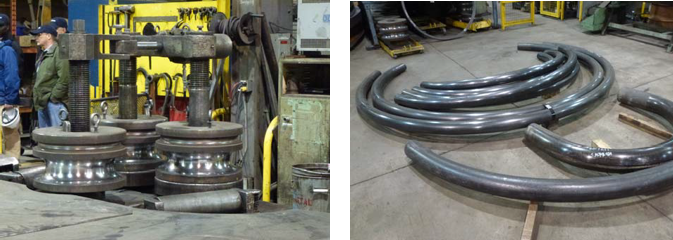 Bending of Hollow Structural Sections 1 Three roll bending apparatus for curving round HSS and the final product e1589818862698 Bending of Hollow Structural Sections