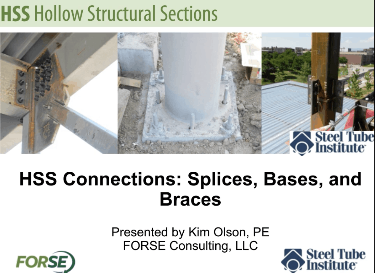 HSS Webinars On Demand 52 HSS Connections Splices Bases Braces Cover HSS Webinars On Demand