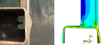 Laterally Offset HSS Connections 2 Figure 2: Experimental failure mode, with numerical simulation by finite element analysis
