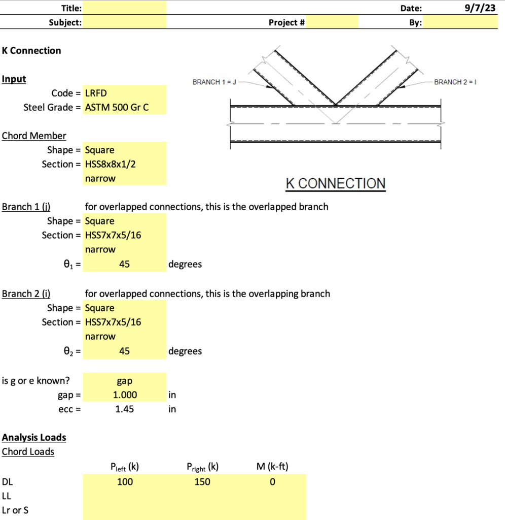 HSS Spreadsheet Design Aids 2 Truss Connections - spreadsheet