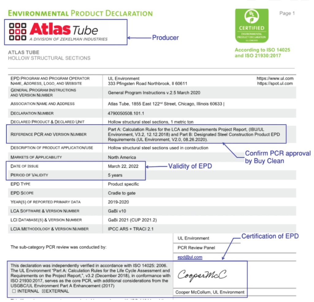 EPD: Achieving Green Goals With HSS 11 Sample EPD courtesy of Atlas Tube