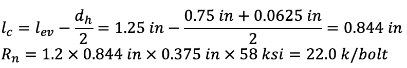 Deep Dive into HSS Shear and Moment Connection Examples 3 Bolt Bearing and Tearout in the Plate and Beam Web - Bottom Bolt Equation