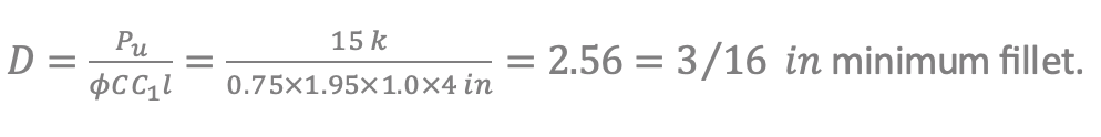 HSS Beam to HSS Column Connections 25 13. Weld top angle to HSS column - equation