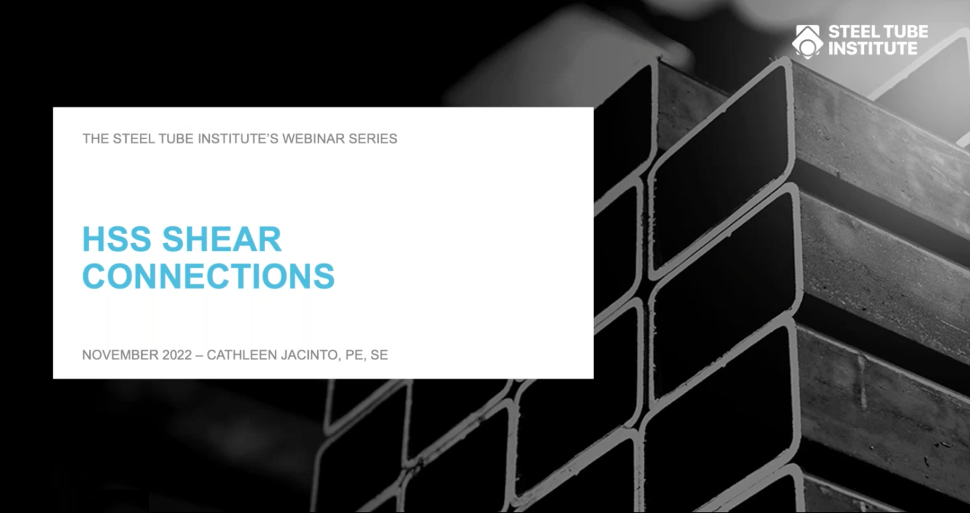 HSS Webinars On Demand 20 HSS Shear Connections - Webinar On Demand cover