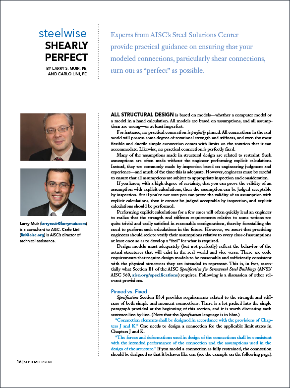 HSS Reference Guide No. 2: HSS Moment Connections 16 Modern Steel Construction: Shearly Perfect
